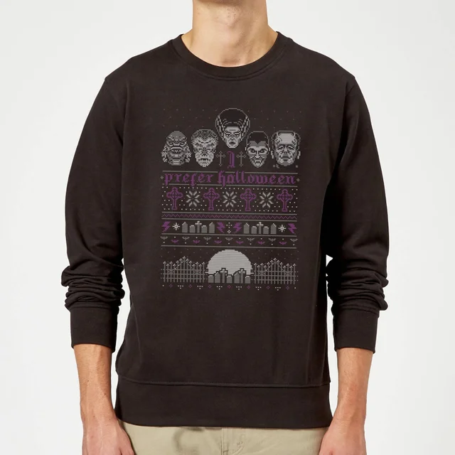 Universal Monsters I Prefer Halloween Weihnachtspullover – Schwarz