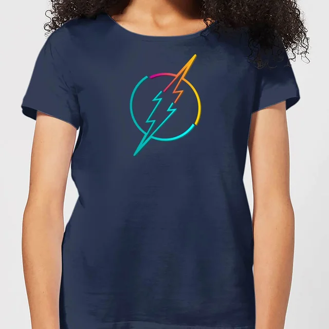 Justice League Neon Flash Women's T-Shirt - Navy