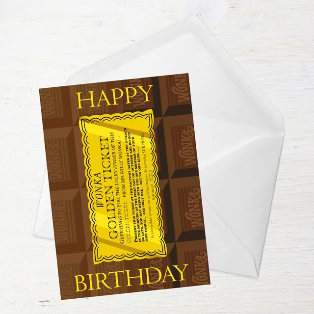 Willy Wonka Golden Ticket Birthday Greetings Card