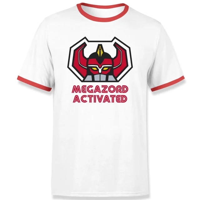 Power Rangers Megazord Activated Unisex T-Shirt - Weiß / Rot Ringer