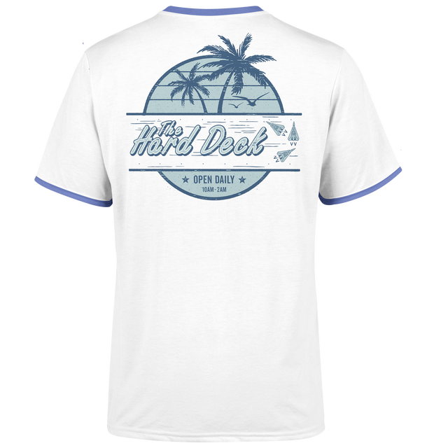 Top Gun Hard Deck Unisex Ringer T-Shirt - White/Navy