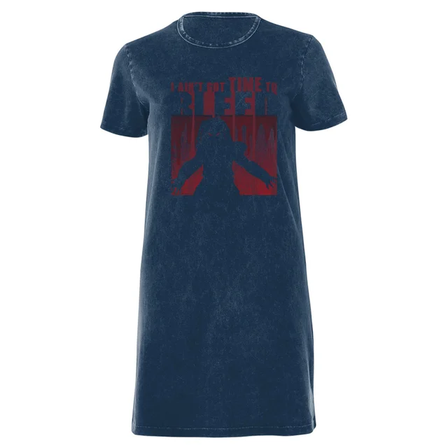Predator Time To Bleed Women's T-Shirt Dress - Navy Acid Wash