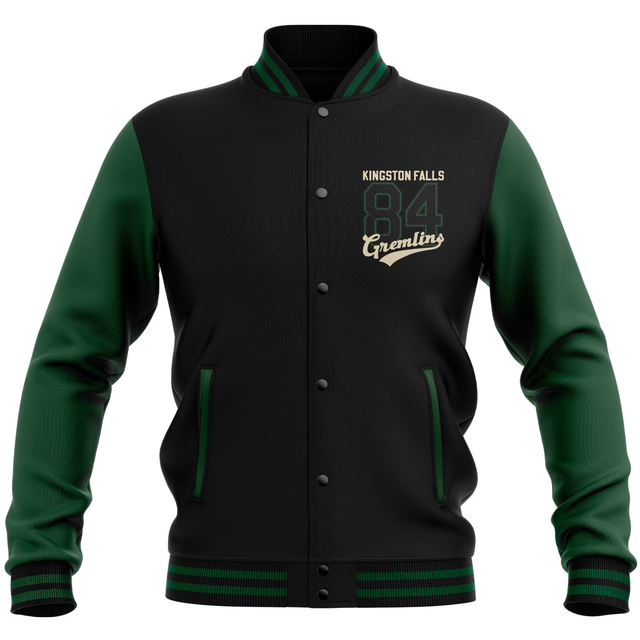 Gremlins Stripe Collegiate Varsity Jacket - Black/Green